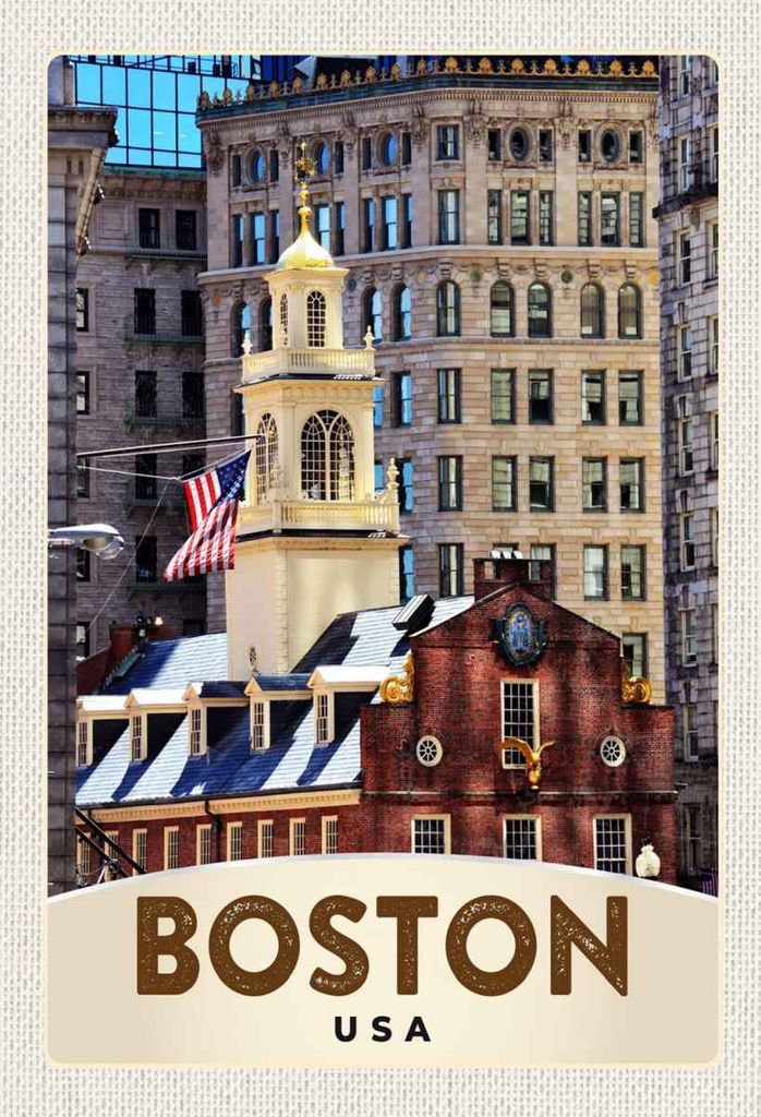 vianmo Holzschild 30x20 cm Amerika USA Boston Architektur Bildmotiv Reisemotiv