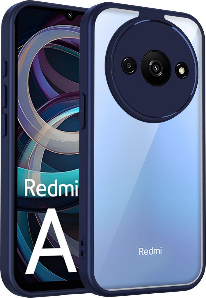 Hülle für Xiaomi Redmi A3/Redmi A3x/Poco C61 Transparente Rückseite TPU Bumper Stoßfest Handyhülle Blau