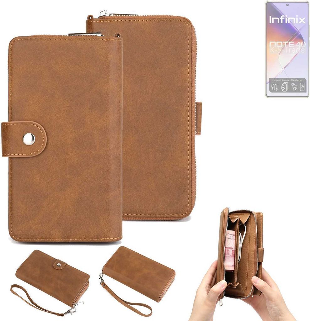 K-S-Trade Handyhülle Schutzhülle kompatibel mit Infinix Note 40 & Portemonnee Tasche Handytasche Case Etui Geldbörse Wallet braun (1x)