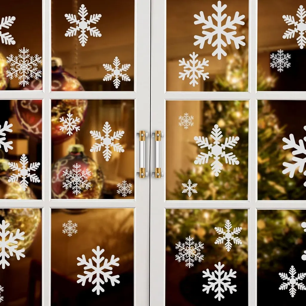 Set 96 Vetrofanie Fiocchi di Neve Naler - Decorazione Invernale Statica