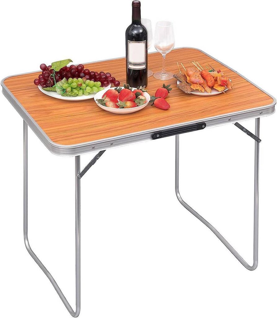 Aluminium Campingtafel - 60 cm x 70 cm x 80 cm - MDF-Blatt - kompakter und leichter Transport