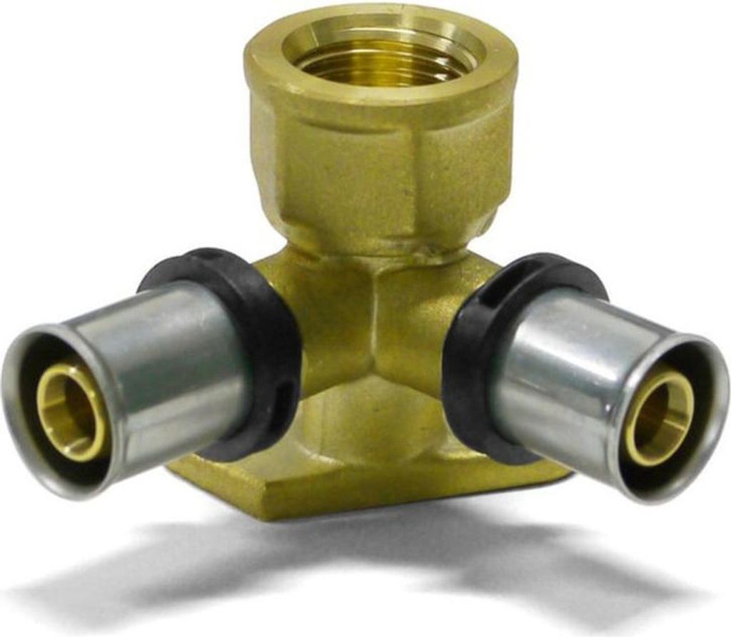 3 x THPRESS Pressfitting Doppel Wandwinkel - Wandscheibe, Größe 16x2, Höhe 52 mm (Pack à 3 Stück)