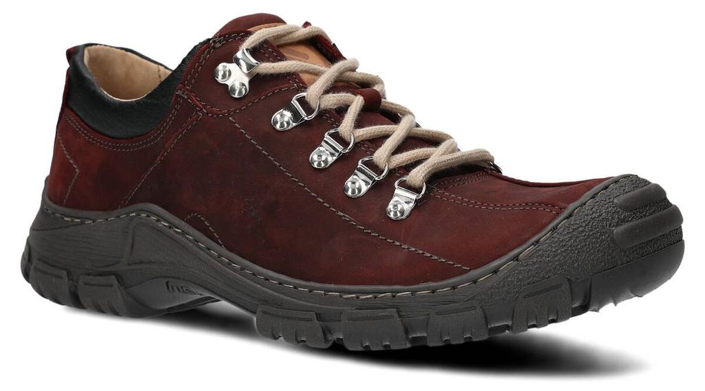 nagaba Wanderschuhe Herren Trekkingschuhe Herrenschuhe Halbschuhe, Dunkelrot, 41