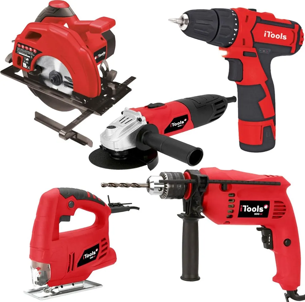 Set de Chantier ITOOLS 5 Outils : Tout pour Percer Scier et Meuler + Box