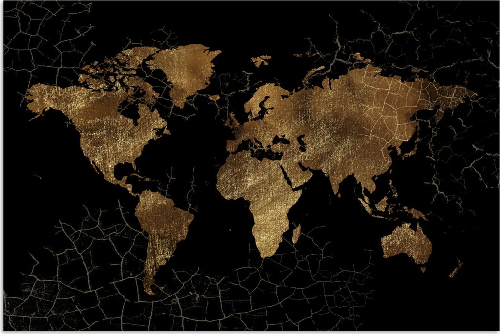 MuchoWow Poster Weltkarte - Marmor - Gold 180x120 cm - Fotoplakat