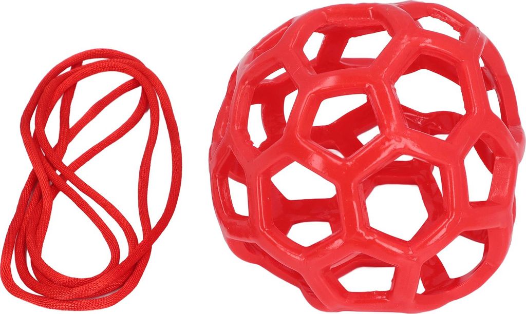 Hängendes Futterspielzeug, Gummigitter-Design, leichter, weicher Pferde-Leckerli-Ball für Zuhause und Bauernhof, Rot