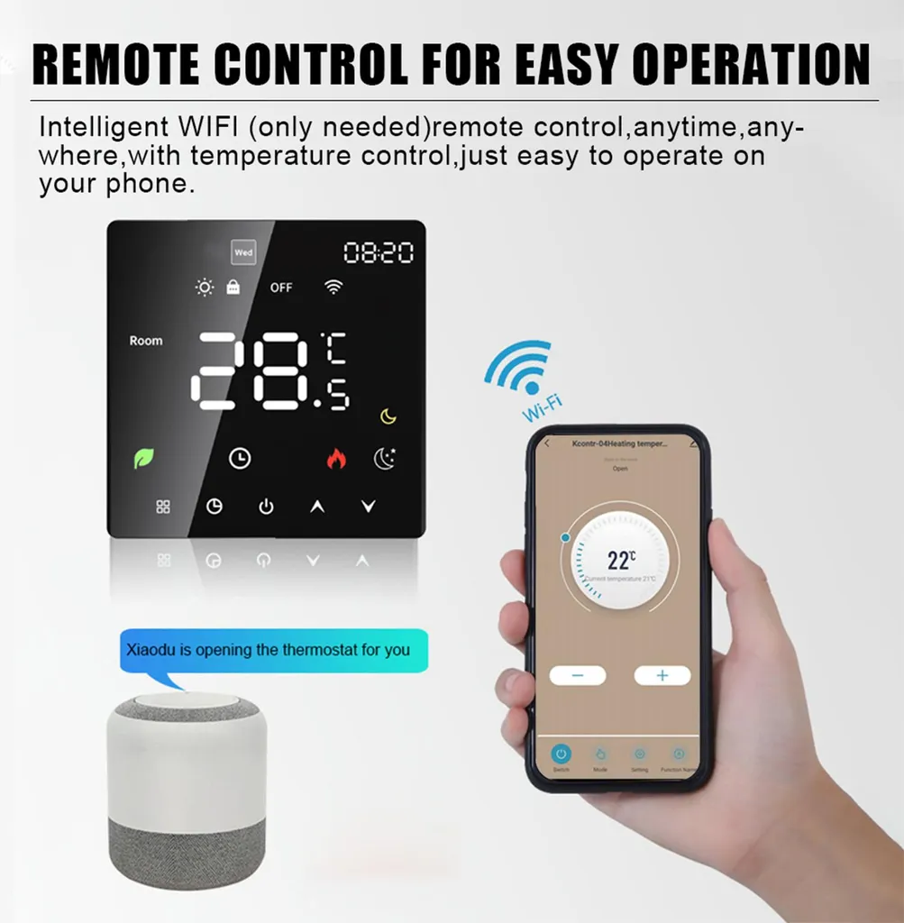 Thermostat numérique programmable WiFi tactile 16A chauffage maison