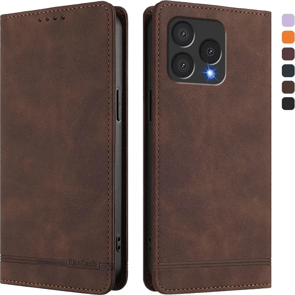 Custodia Wallet Cubot A40: Cover Marrone Antiurto con Porta Carte