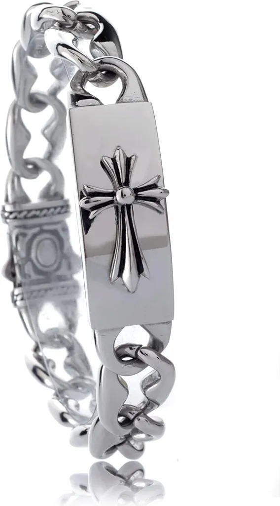 Bracciale Karisma BYE423 Acciaio Nero Croce Gigli 23cm - Look Gotico