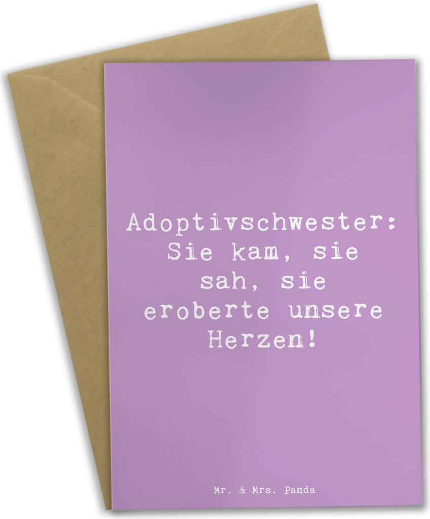 Mr. & Mrs. Panda Grußkarte Spruch Adoptivschwester Herz - Lavendeltraum - Geschenk, Herzen, Familie, Geburtstage, Grußkarten, Verwandte, dankeska...