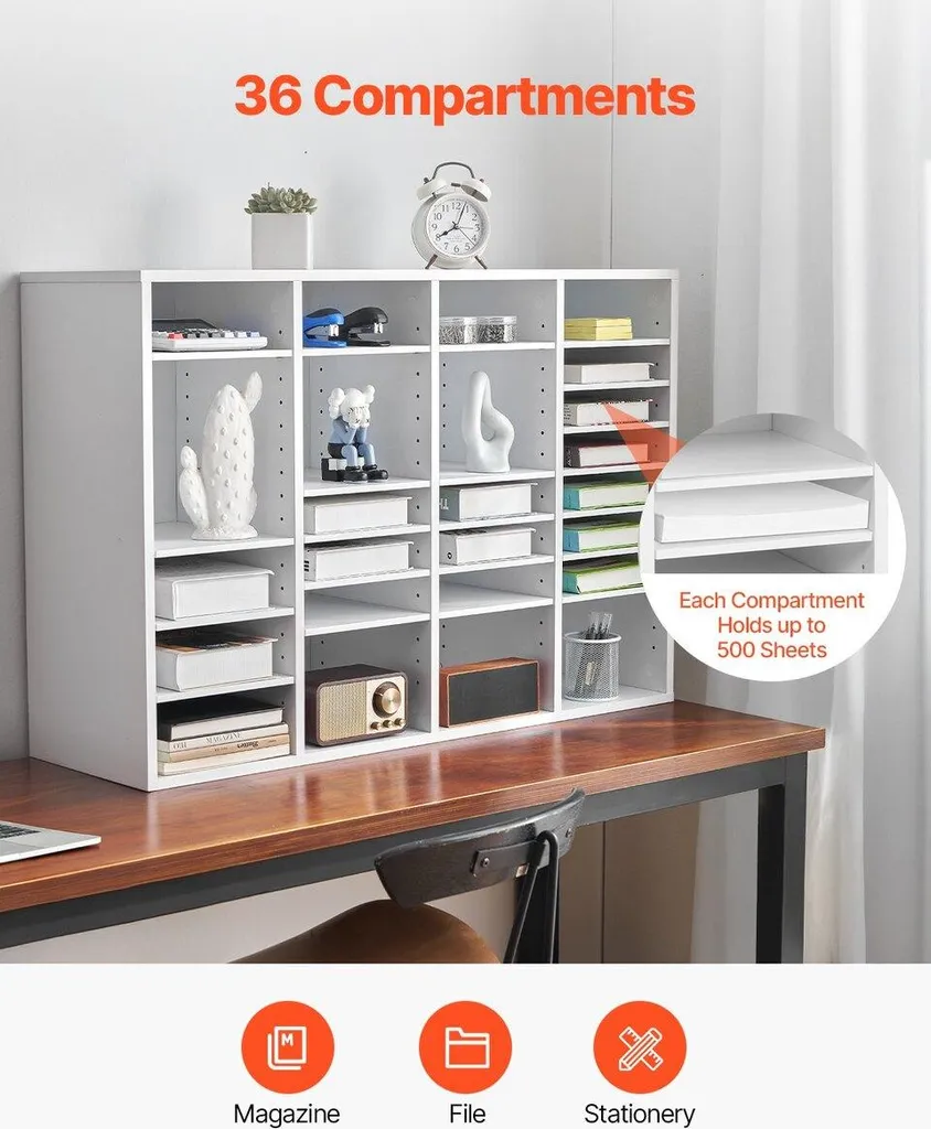 Organiseur de bureau 36 compartiments en bois blanc modulable XL - 4