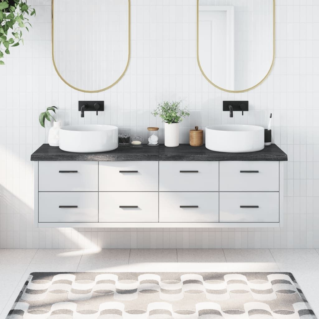 Ankonbej Waschtischplatte Dunkelbraun 180x60x(2-6)cm Massivholz