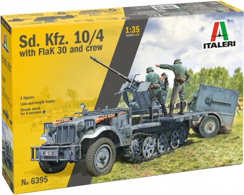 Véhicule militaire Sd. Kfz. 10/4 avec Flak 30 et figurines au 1/35ème
