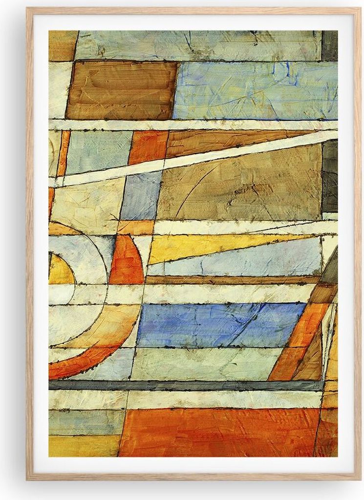 Gerahmtes Poster - Rahmen in heller Eiche - Abstraktion modern - 70x100 cm - Wand Bild - Wanddeko - Wandbilder - Wandposter - Bilderrahmen - Bilder...