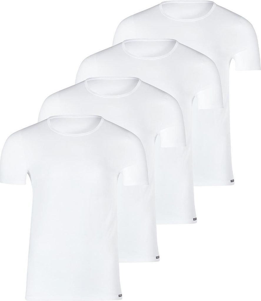 Skiny 4er Pack Unterhemd / Shirt Kurzarm Unterhemd / Shirt Kurzarm T-Shirt mit Rundhalsausschnitt, Körpernaher Passform, Strapazierfähig, pflegel...