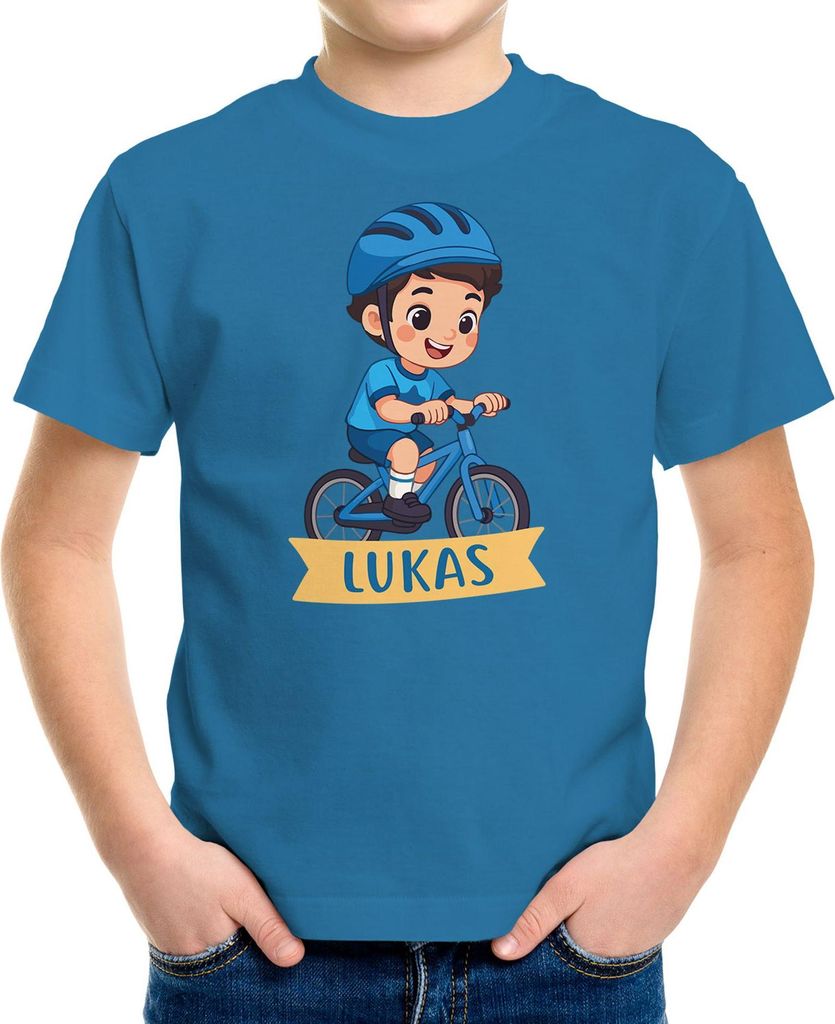 Kinder T-Shirt Jungen Fahrrad personalisiert mit Name Bike Shirt für kleine Radfahrer Sportfans BMX Fans Moonworks