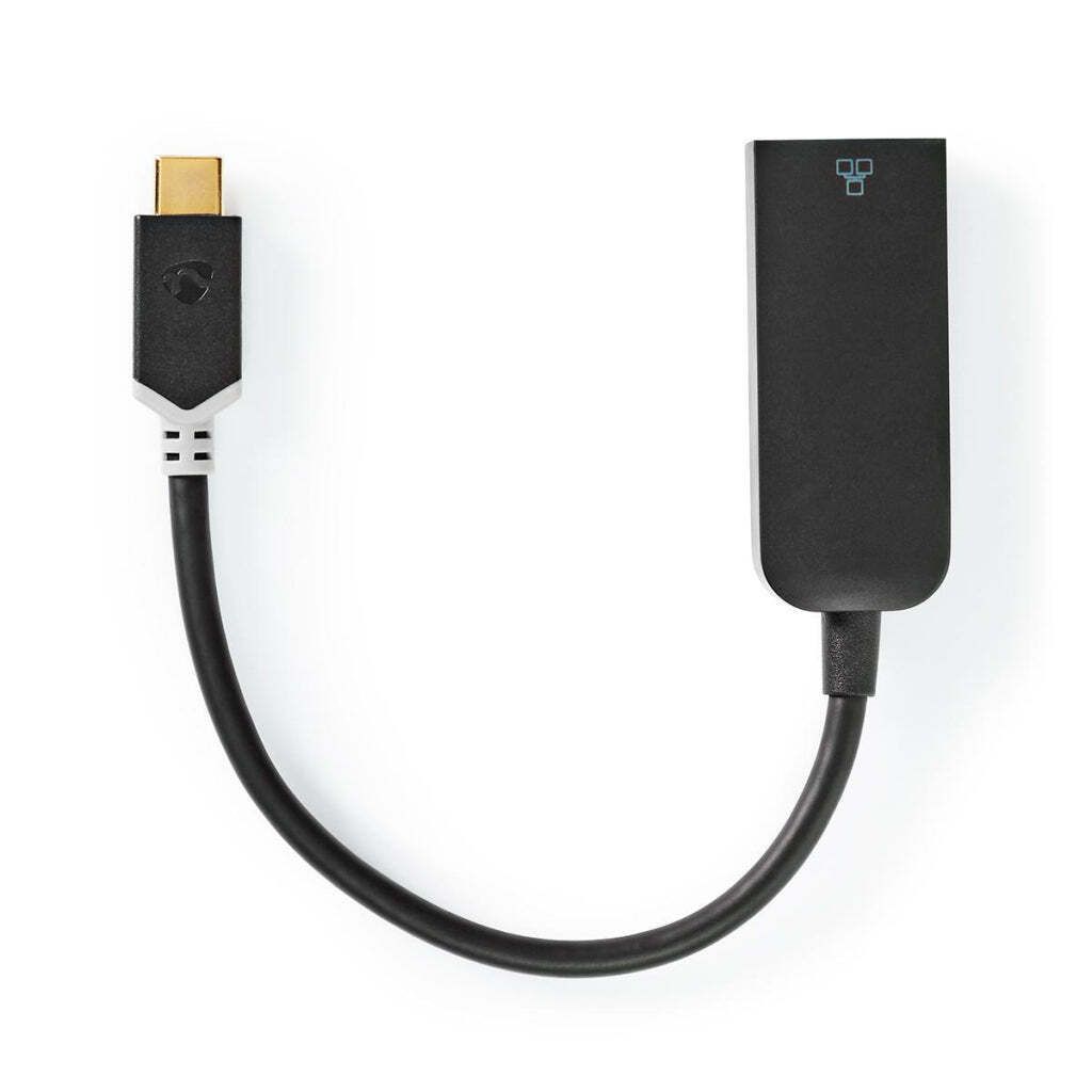 Nedis USB-Netzwerkadapter - USB 3.2 Gen 1 - 1000 Mbps - USB-C Stecker - RJ45 Buchse - 0.20 m - Rund - Vergoldet - Verzinntes Kupfer - Anthrazit - Box