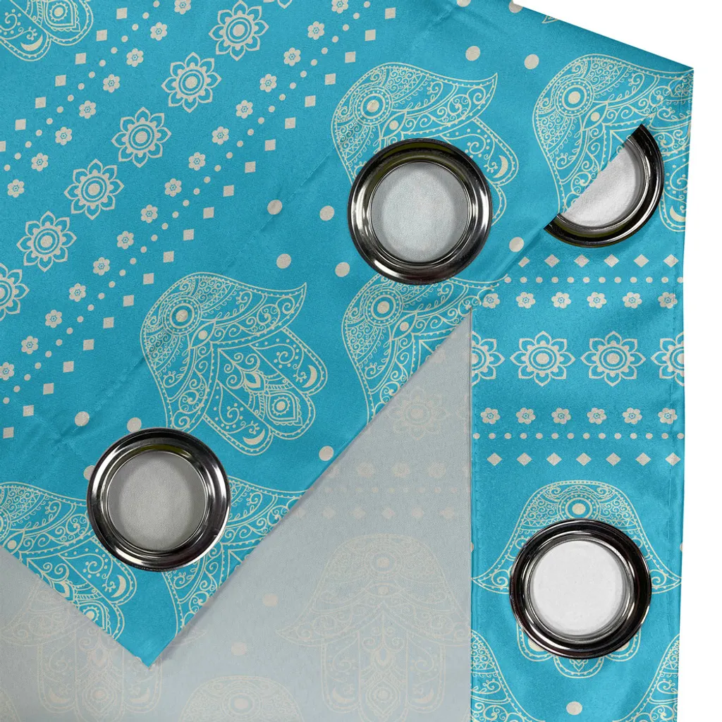 Rideau occultant décoratif Hamsa bleu pour protéger votre intimité