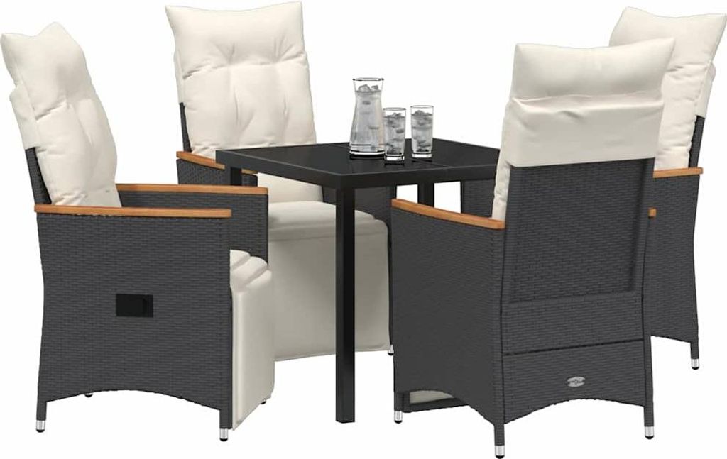 Garten Essgruppe mit Kissen 5 pcs Schwarz Poly-Rattan