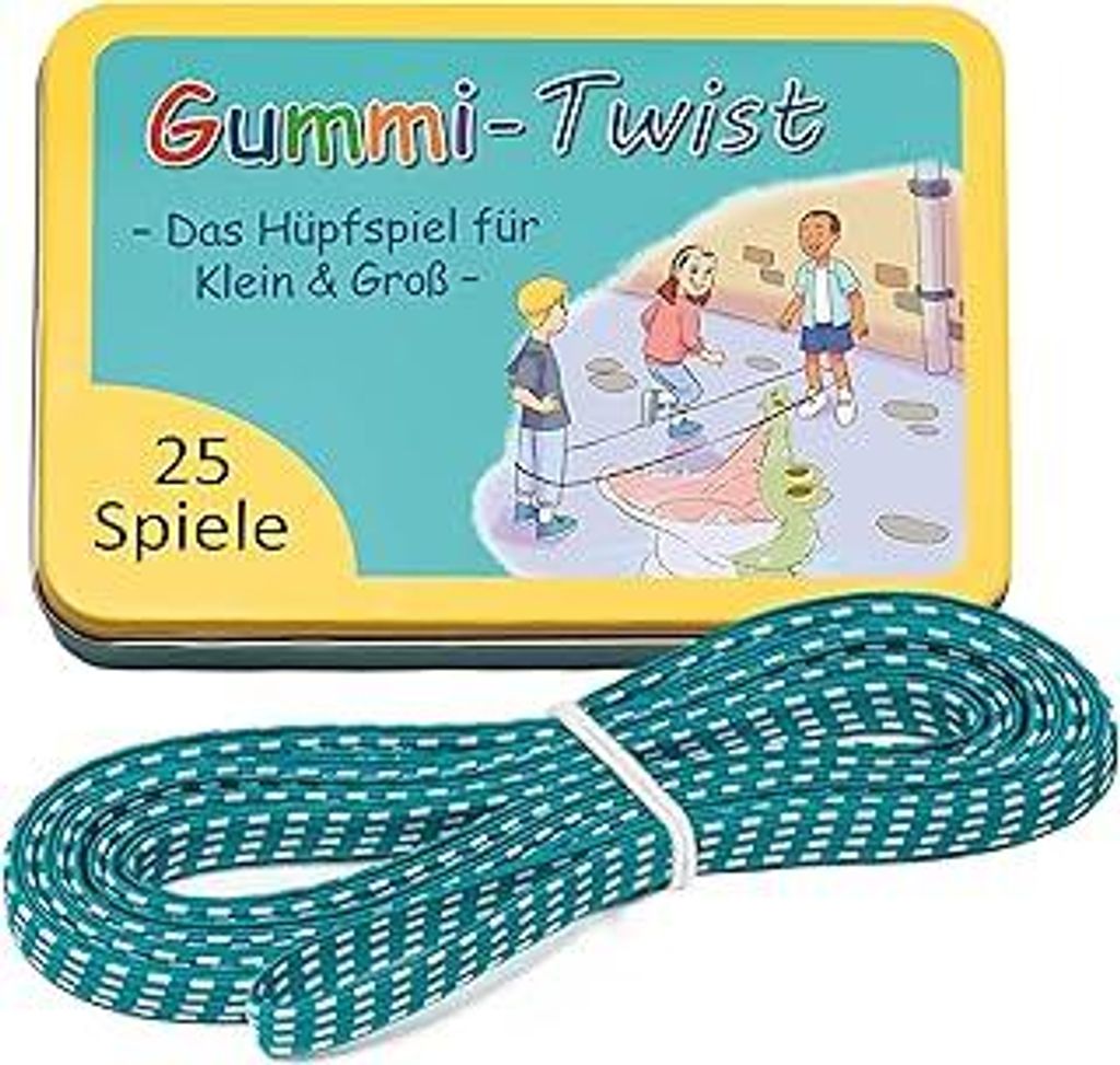 GLÜCKSWOLKE Gummitwist + Buch mit 25 Spiele - Indoor & Outdoor Spielzeug für Kinder ab 6, 7, 8, 9, 10 Jahre I Gummi Twist - Kinderspiele für Ein...