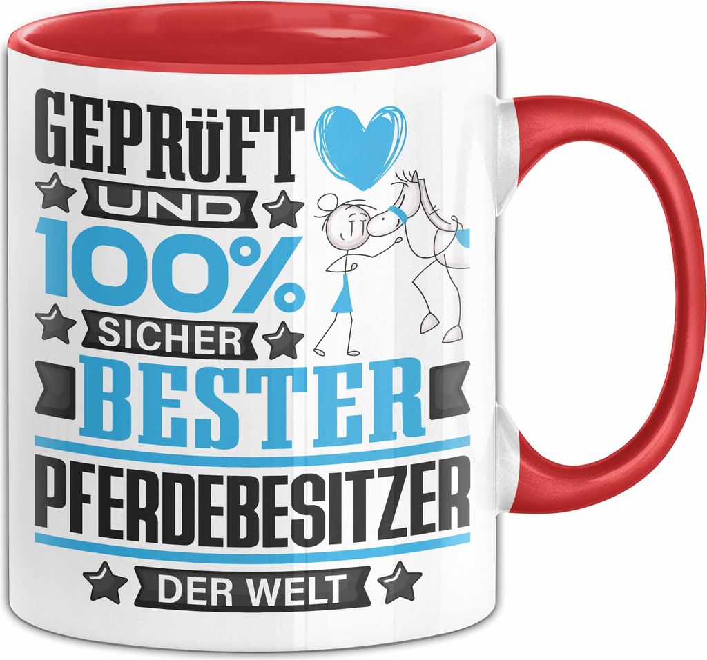 Pferdebesitzer Geschenk Lustiger Spruch für Pferdebesitzer Geschenkidee Bester Pferdebesitzer Der Welt (Rot)