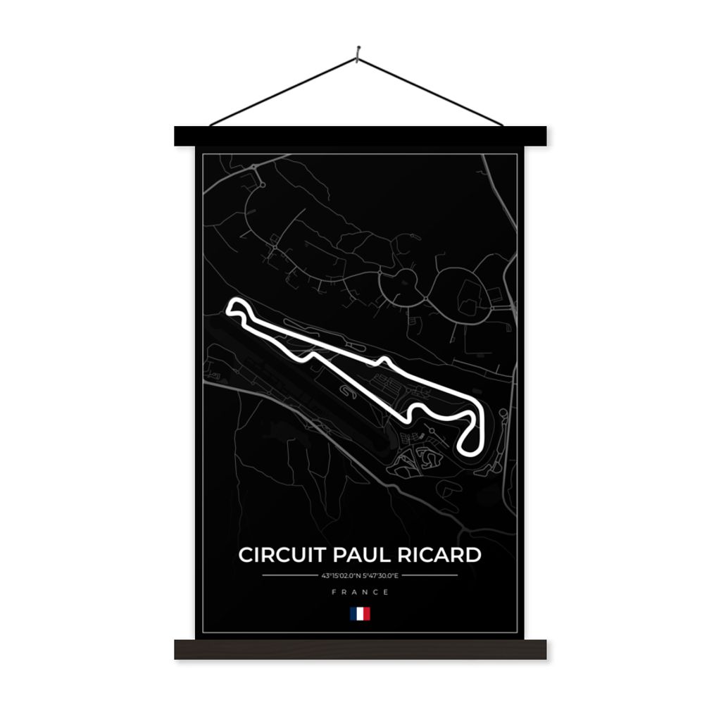 MuchoWow Textilposter Rennstrecke - F1 - Rennstrecke - Frankreich - Circuit Paul Ricard - Schwarz 60x90 cm mit schwarzem Rahmen - Poster Wohnzimmer