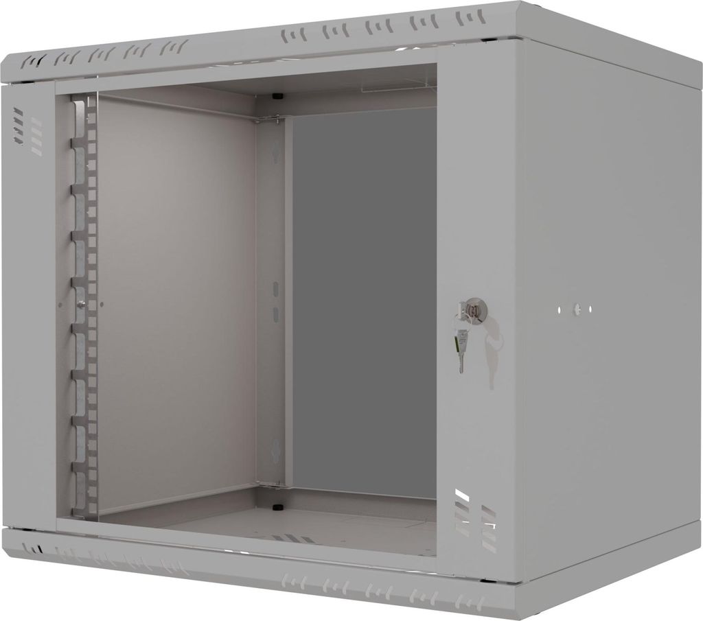 Serverschrank 19" 9U, 600mm, Glastür, grau