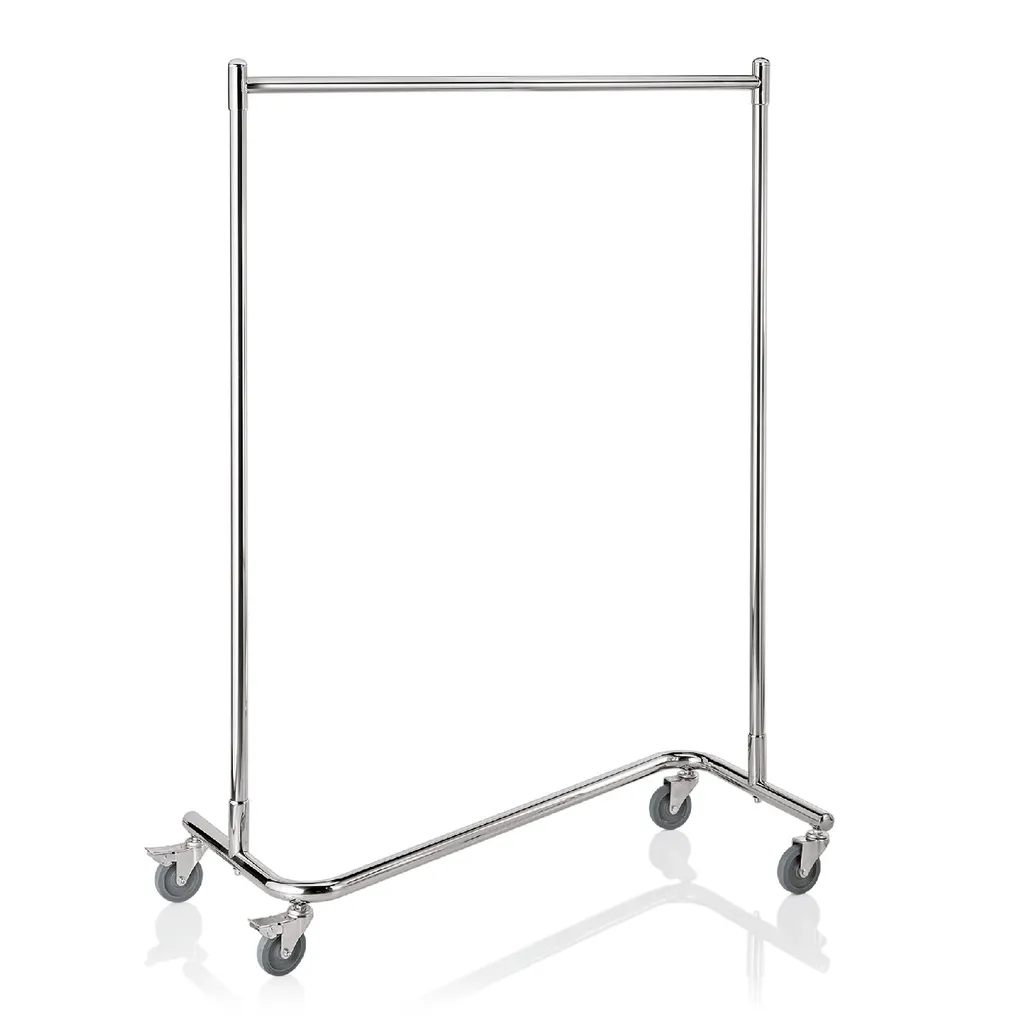 Portant à vêtements professionnel en Z acier chrome-nickel mobile