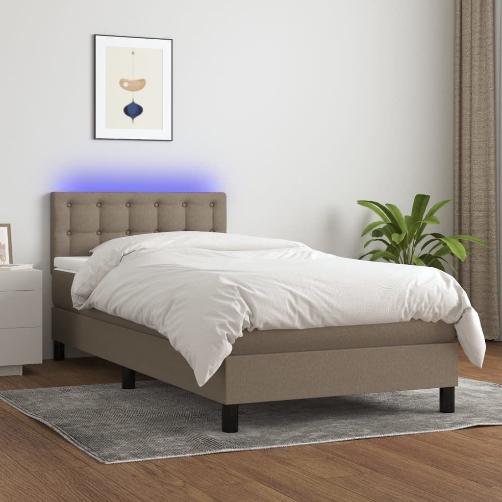 "2026 Promotion" Boxspringbett mit Matratze - & LED - Taupe 90x200 cm - Stoff - Polsterbett CC7296