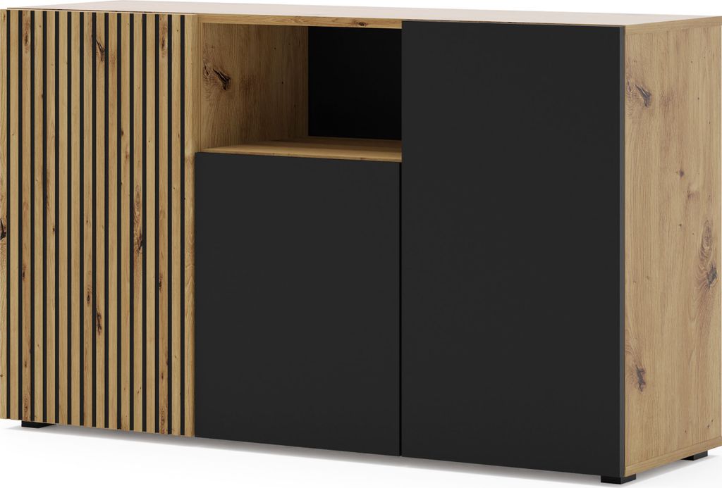 Cassettiera AURIS 3D 135 cm Mobile a 3 ante Rovere Immagine del prodotto 