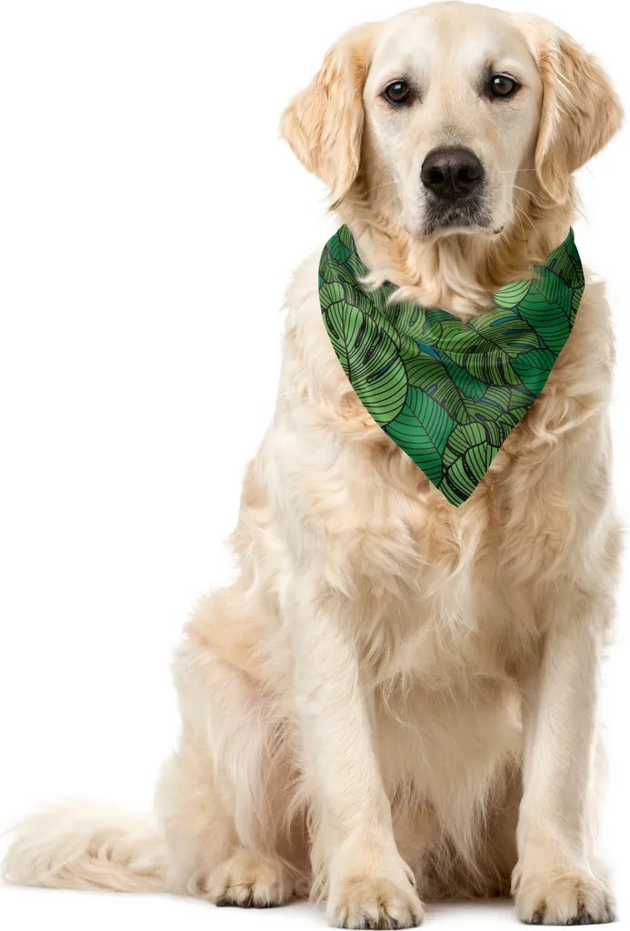 ABAKUHAUS Bandana Pet Philodendron 40x40 - Accessorio Poliestere Verde