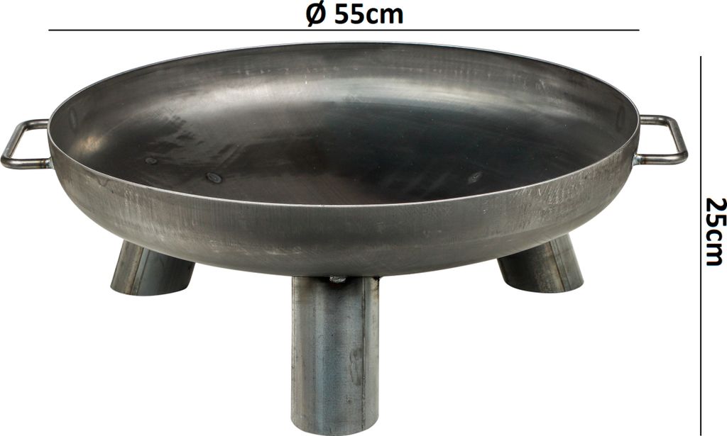 Feuerschale - Rondo Ø 55cm - Massive und dekorative Schwarze Feuerstelle - Feuerschale für den Garten, Terrasse oder Camping