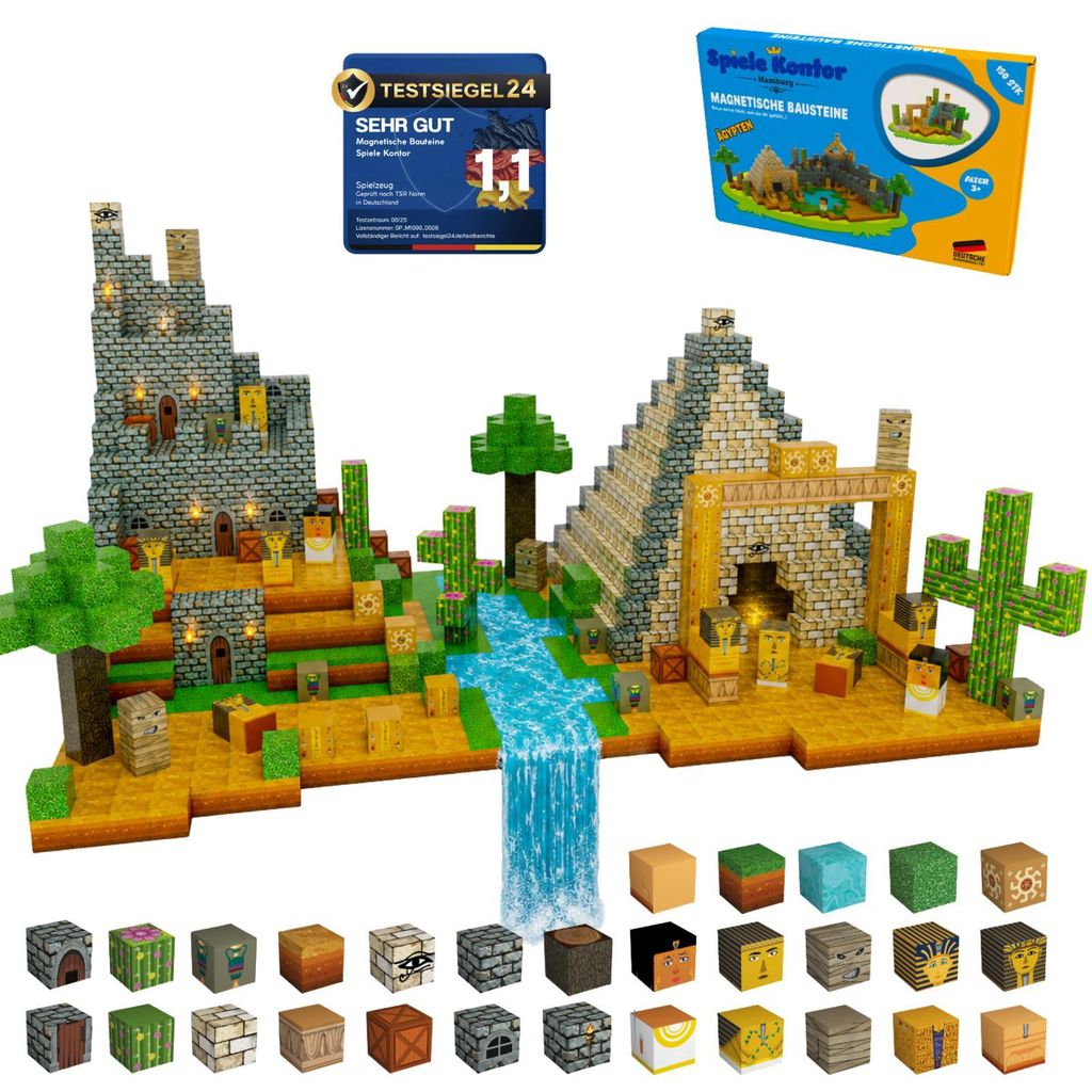 Magnetische Bausteine Ägypten 150 Teile | Konstruktionsspielzeug ab 3 Jahren