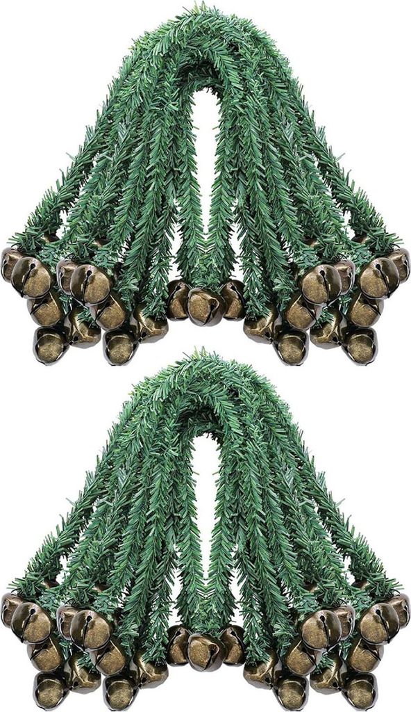 Weihnachtsgirlandenbänder mit Glöckchen, dekorative Seilbänder für Kränze, Geländer und Treppen, flexible künstliche Tannennadel-Drehbänder...