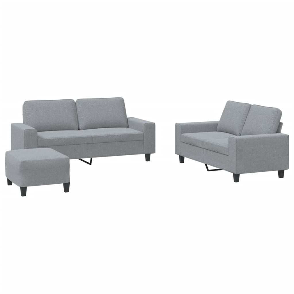 "SALE 2026"3-tlg. Sofagarnitur - elegantes Design - Couchgarnitur/Wohnzimmer - Hellgrau Stoff - 154x77x80cm - Klassische Sofas DEMöbel707923