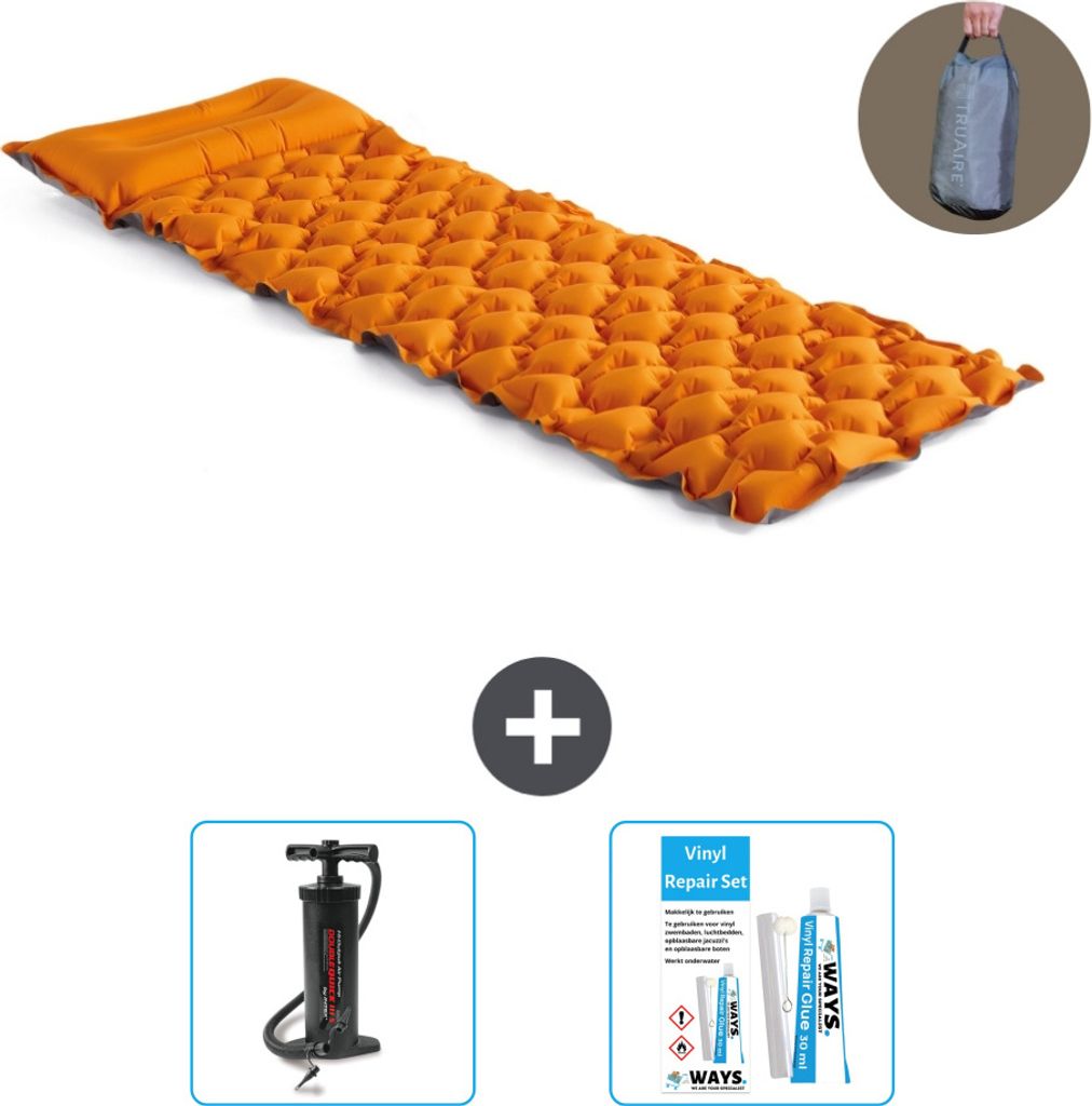 Intex Campingmatte – 1 Person – 71 x 191 x 11 cm – Orange – im Lieferumfang enthalten Pumpe en Reperaturset