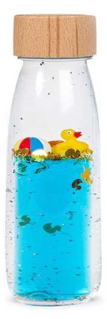 Bottiglia sensoriale "move" con paperella - 14 x 4 cm - Blu Immagine del prodotto 