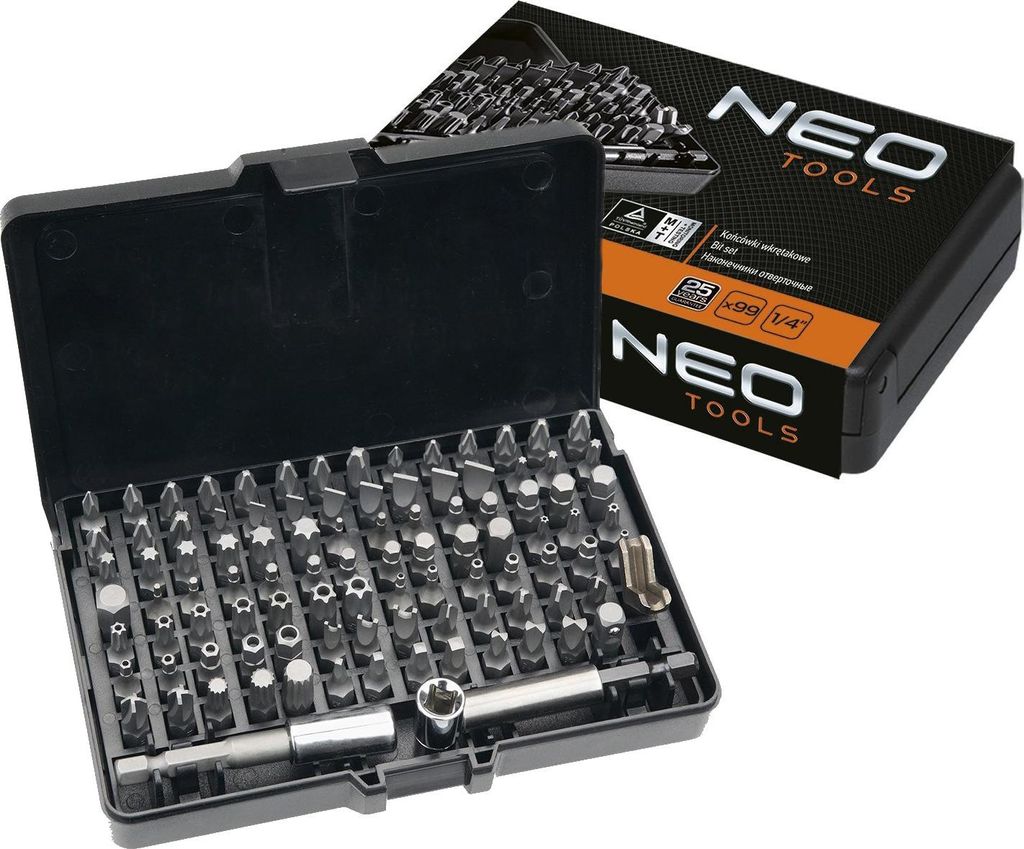 NEO TOOLS Końcówki wkrętakowe z uchwytem, zestaw 99 szt. Zdjęcie produktu 