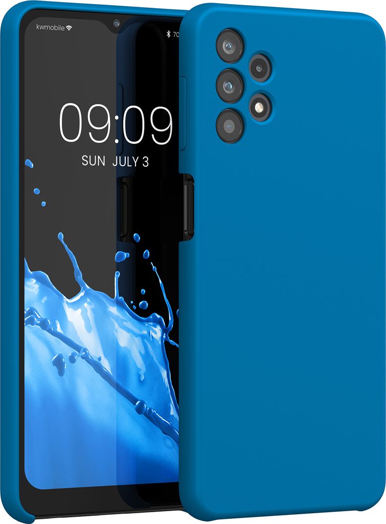 kwmobile Hülle kompatibel mit Samsung Galaxy A32 5G Hülle - Silikon Handy Case - Handyhülle weiche Oberfläche - kabelloses Laden - Blue Reef