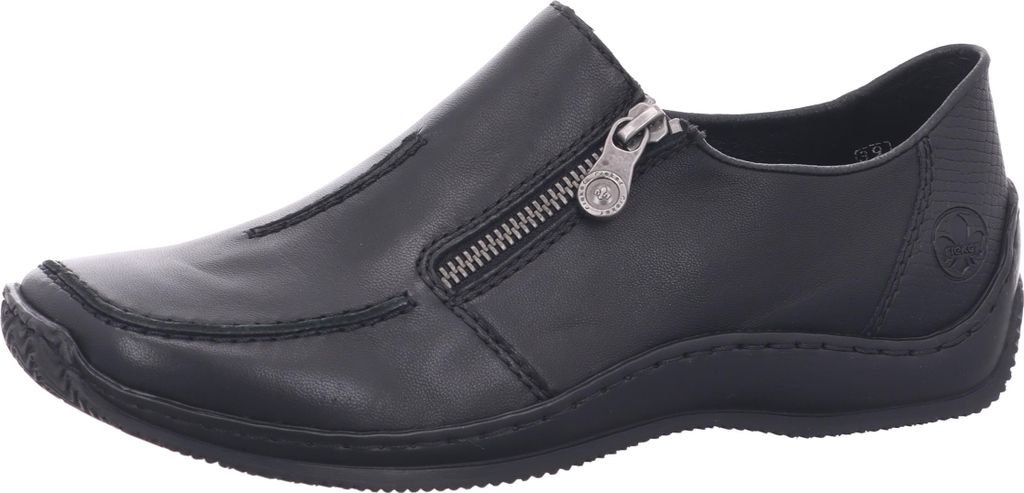 Rieker Damen Slipper kleine Füße elegant Reißverschluss leicht Leder L1780, Größe:40 EU, Farbe:Schwarz