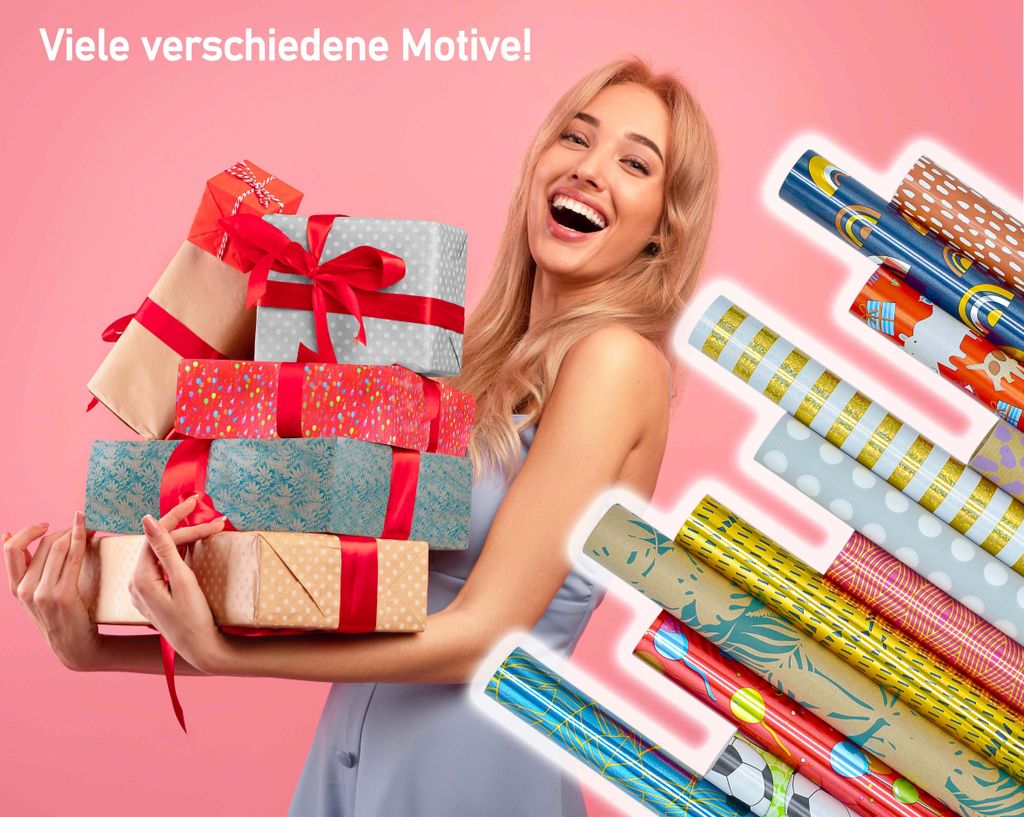 10 Rollen Geschenkpapier, Rolle 200 x 70 cm, Geburtstag, Produktbild 3