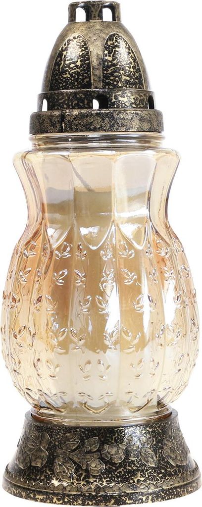 Grablicht Glas Getönt Ranken Rosen Gold 26cm Ø12cm 24-30h Produktbild 