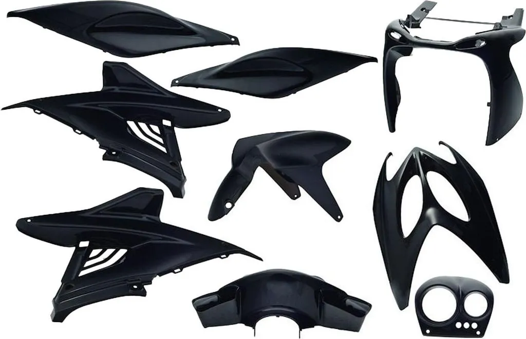 Kit de 9 capuchons Edge noir métallisé pour plastique MBK Nitro