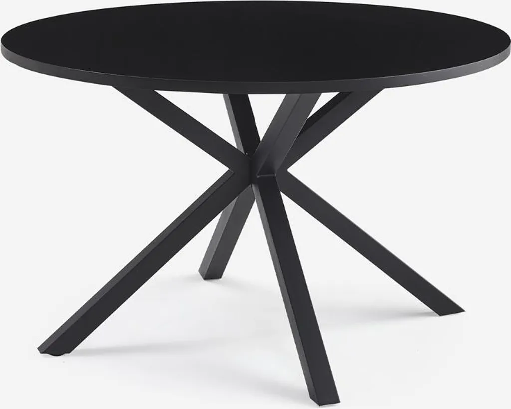 Table ronde noire 120 cm avec pieds croisés pour salon Samu - 3