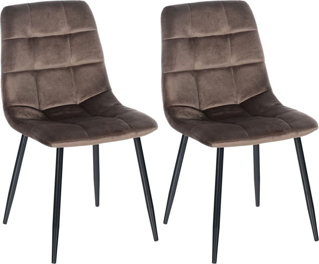 2er Set Esszimmerstuhl Tilde Samt braun