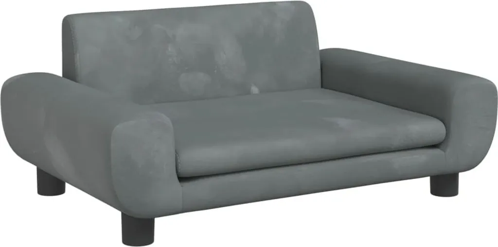 Letto per cani in velluto grigio scuro 70x45x33 cm