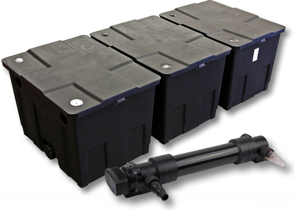 SunSun Komplettset: CBF-350C Teichfilter bis 90000 L Teichfilteranlage als Durchlauffilter, CUV-636 Teichklärer UVC Klärer mit 36 Watt UV-C Leistung