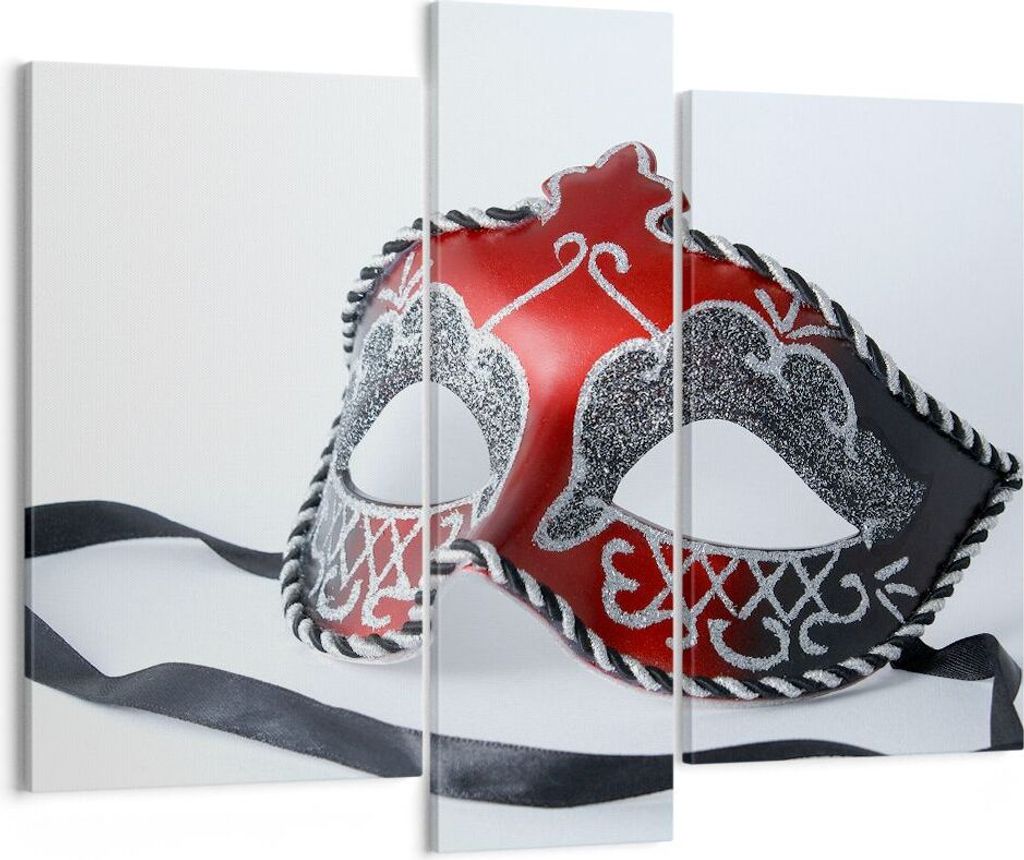 Bild auf Leinwand - Leinwandbild - Venedig Karneval Maske - 95x80cm - Wand Bild - Wanddeko - Leinwanddruck - Bilder - Kunstdruck - Wanddekoration -...