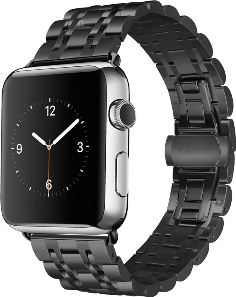 Armband für Apple Watch Series 8 7 6 5 4 3 2 1 SE - Geflochten Edelstahl Band Ersatzarmband Strap Armband - Schwarz - 38mm 40mm 41mm