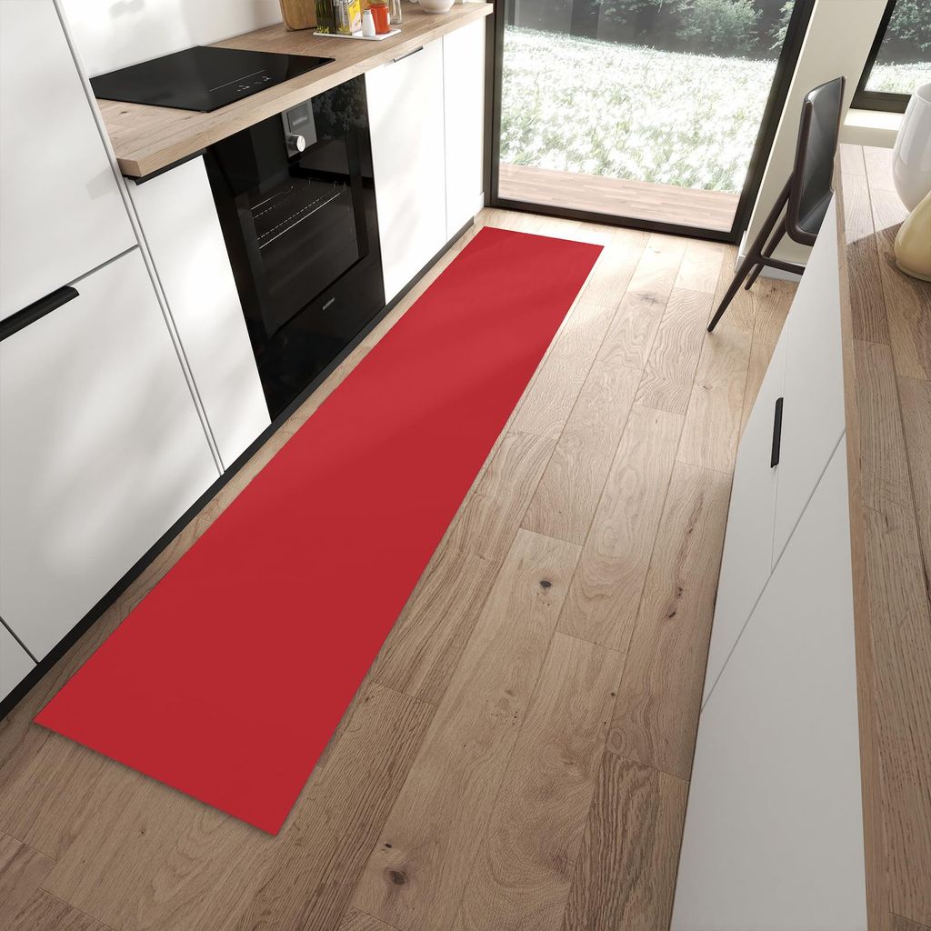 Küchenteppich 60x270cm rutschfest & abwischbar PVC Läufer - Weinroter Hintergrund III